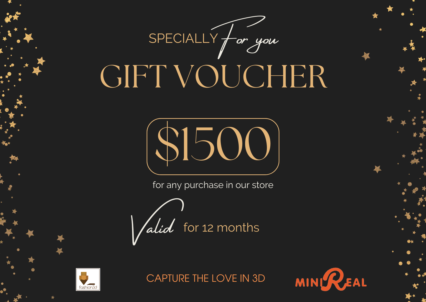 Gift Card- Capture Wonderful Moments in 3D- Minireal Fashion3d
