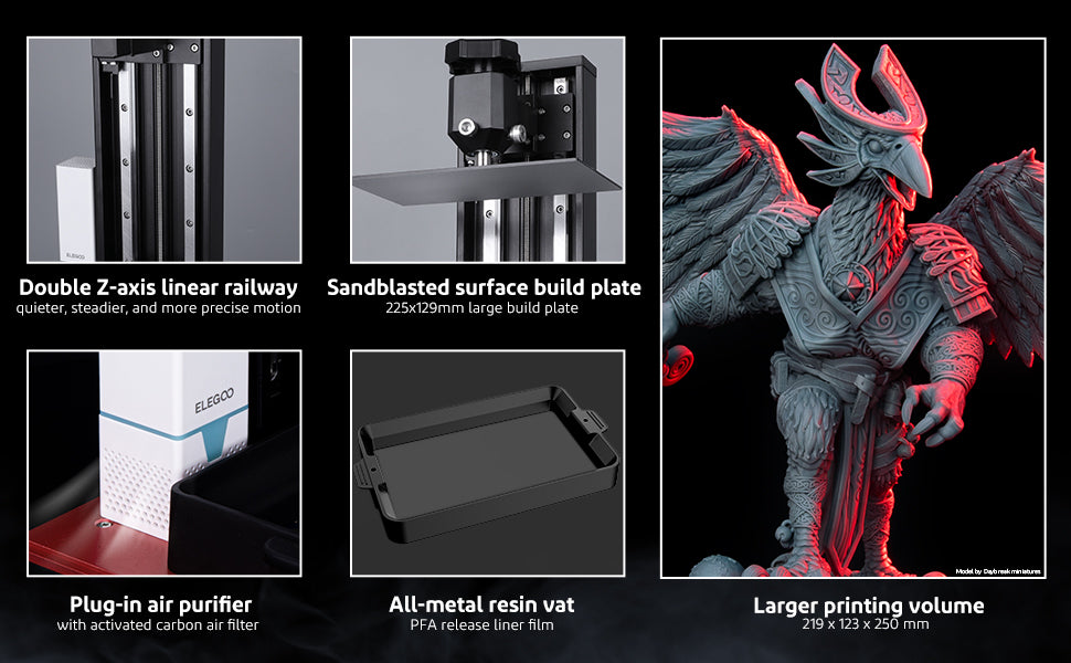 ELEGOO Saturn 2 MSLA 3D Printer, UV Resin Photocuring Printer with 10-inch 8K Monochrome LCD, 219x123x250mm / 8.62x4.84x9.84 Inch Larger Printing Size
