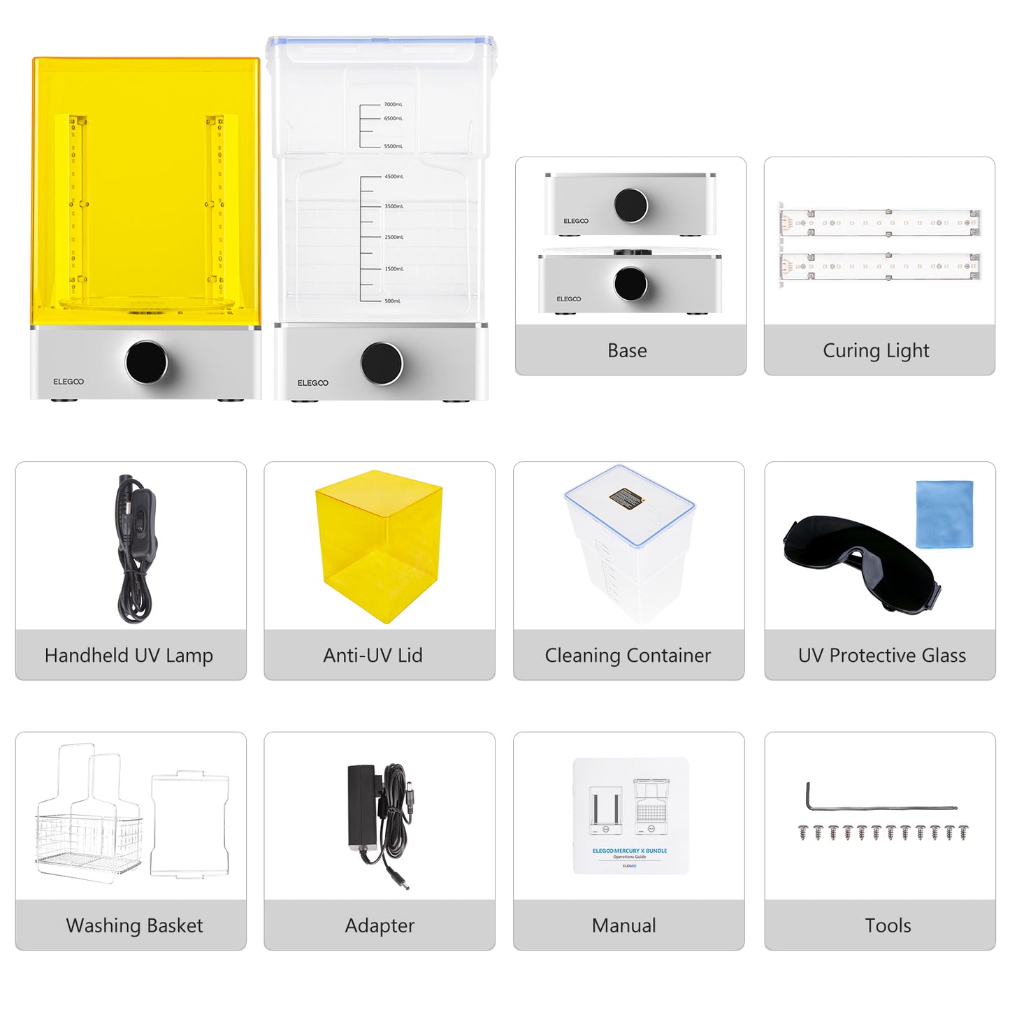 ELEGOO Mercury XS Bundle with Separate Washing and Curing Station for Large Resin 3D Printed Models