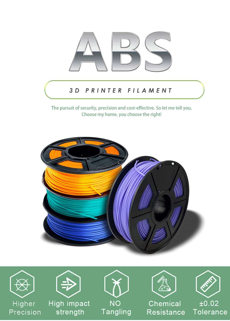 ABS 3D Printer Filament 1.75mm 1kg Fashion3d