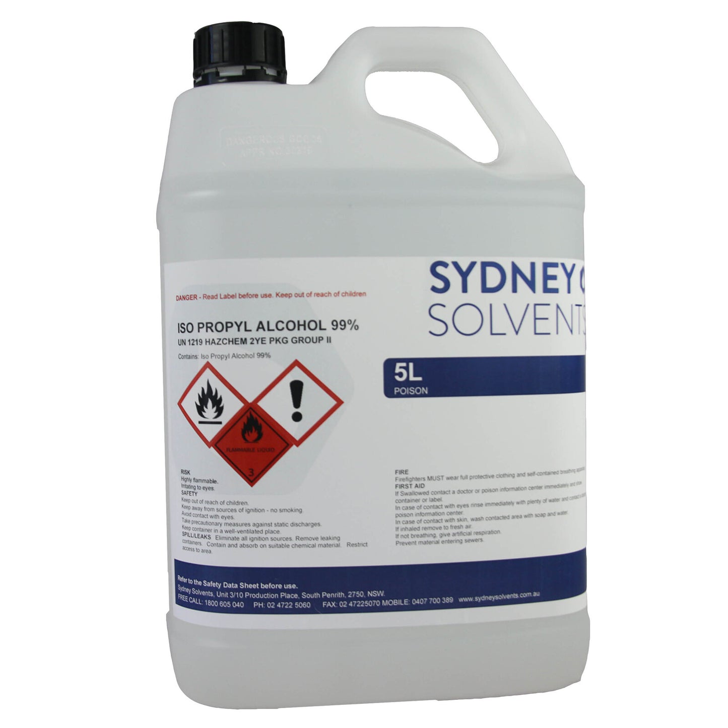 Iso Propyl Alcohol - IPA Isopropanol 99% 5 Litre