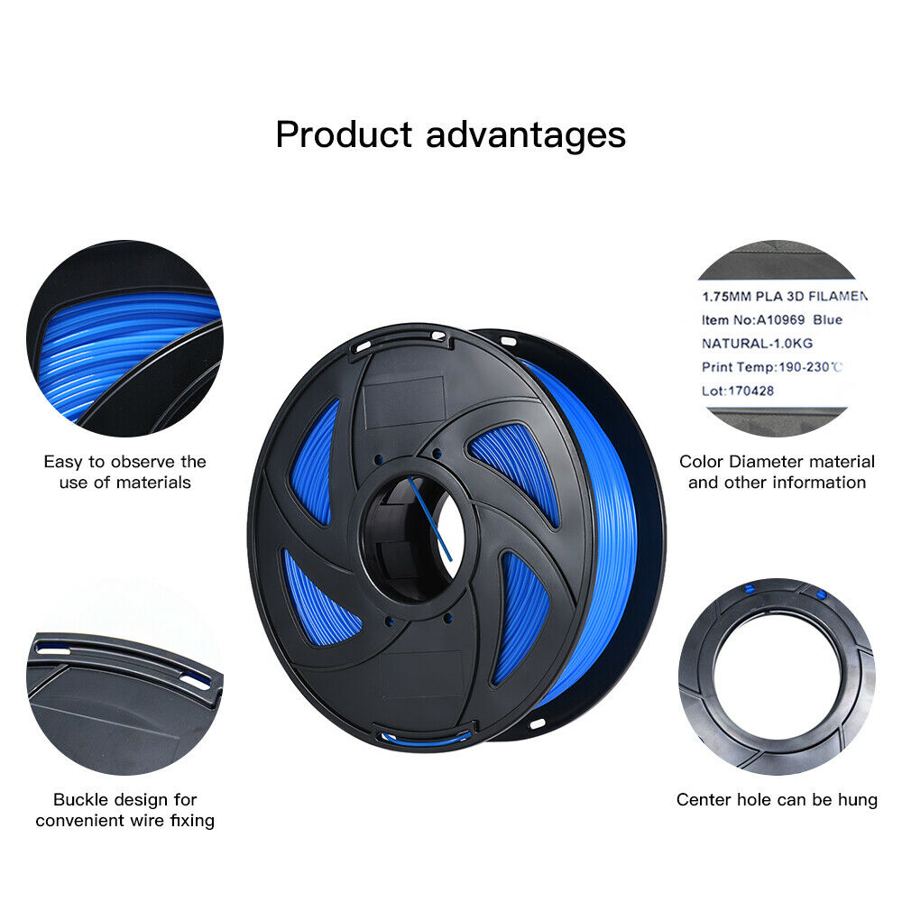 ANYCUBIC 1.75mm 3D Printer Filament PLA Accuracy +/- 0.02mm 2.2 LBS (1KG) Spool