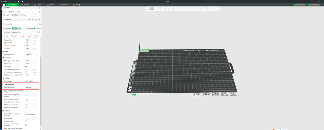 Wall Generator location and Arachne controls in Bambu Studio