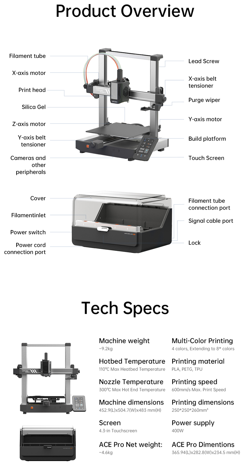 Anycubic Kobra 3 Combo 3D Printer Smart Multicolor Printing 600mm/s High Speed