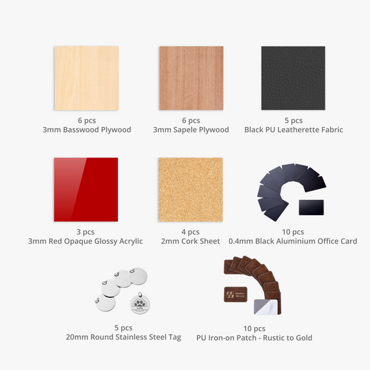 Bambu Lab Laser Material Kit – Starter Pack (49 pcs)