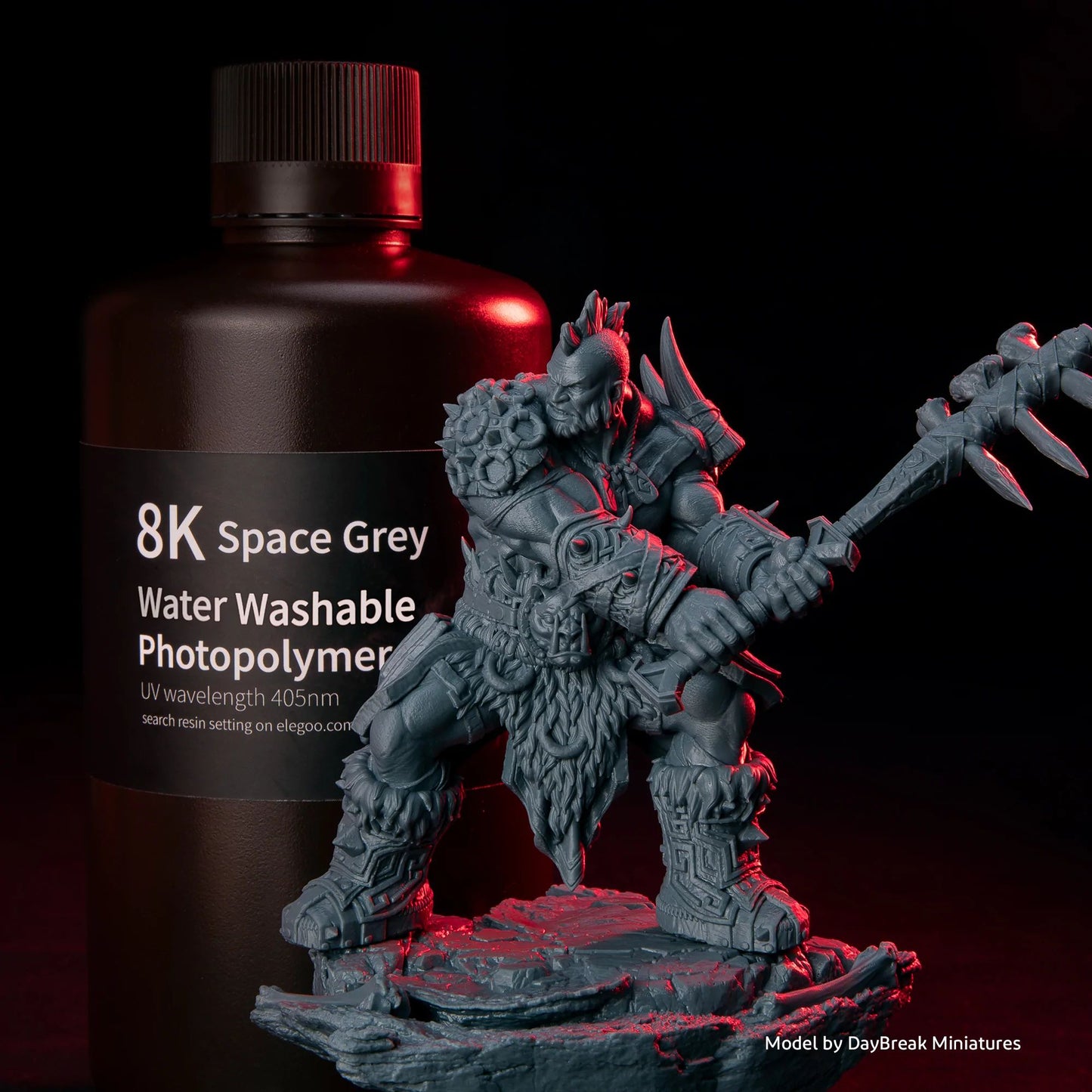 ELEGOO 8K WATER-WASHABLE PHOTOPOLYMER RESIN SPACE GREY 1000G