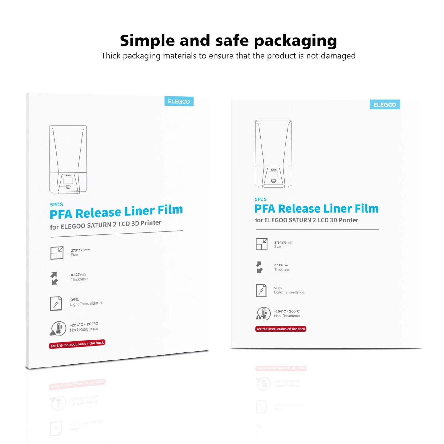 ELEGOO FEP2.0 (PFA) RELEASE LINER FOR Mars3/ SATURN 2/Jupiter 3D PRINTER (5PCS)