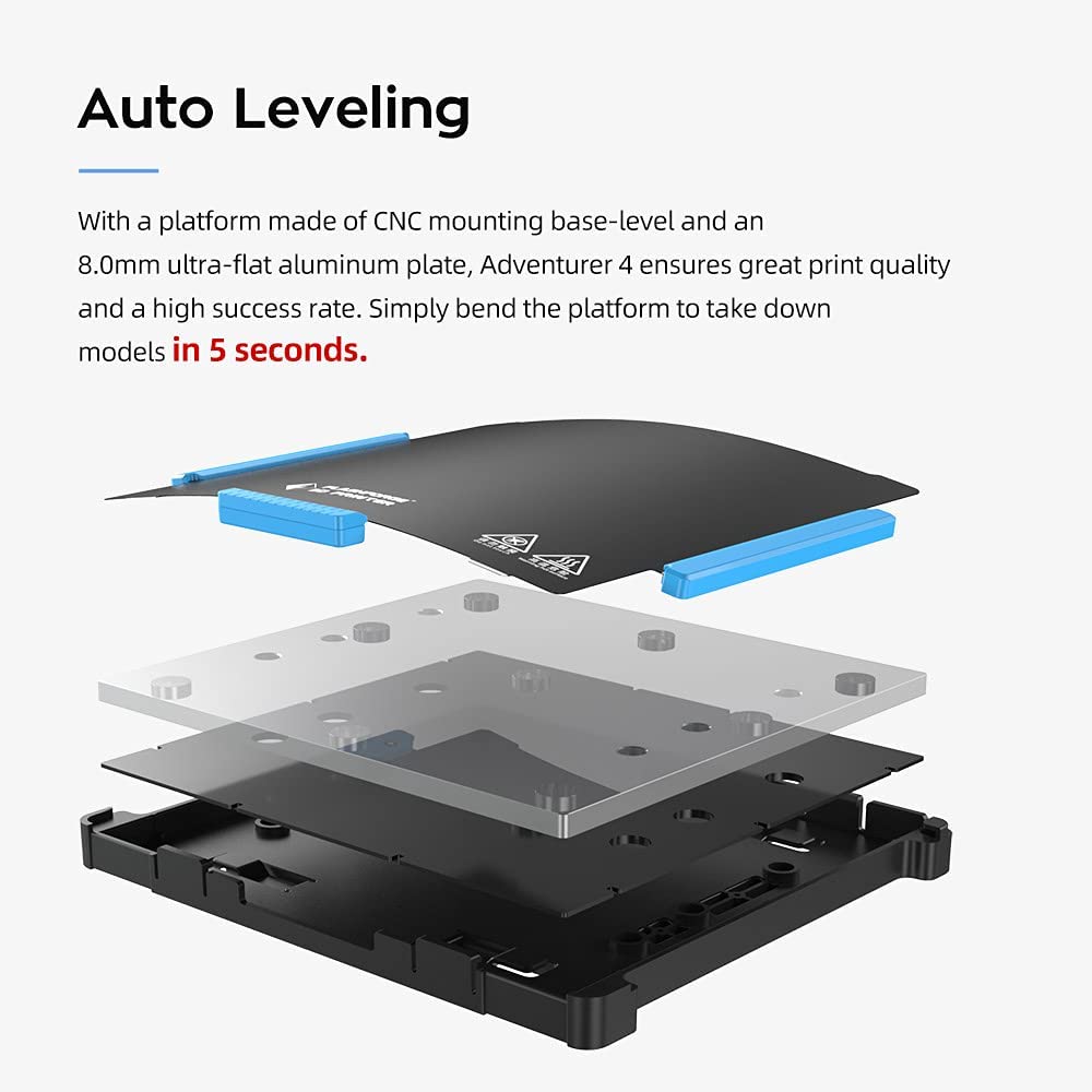 Flashforge Adventurer 4 Auto Leveling Quick Removable Hign Temp Nozzle Flexible CNC Platform HEPA13 air Filter 220 x 200 x 250