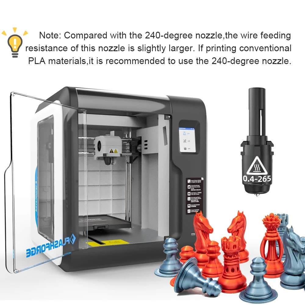 Flashforge Adventurer 3/4 Upgrade Hotend, 3D Printer Parts with 0.4mm 265°C High Temperature Nozzle Assembly-1PCS