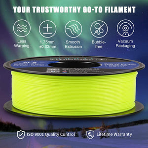 PLA Noctilucent filament 1kg/2.2lbs Fashion3d (White, Blue, Green, Yellow)
