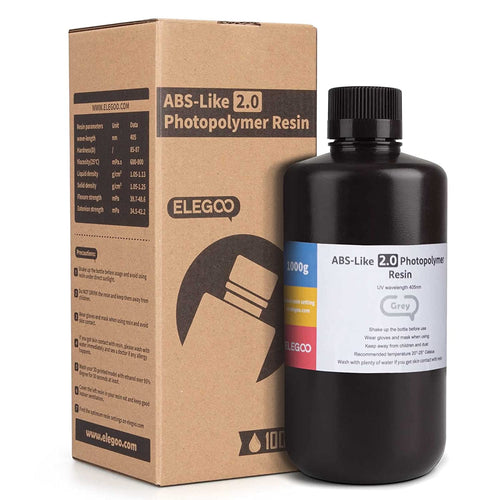 ELEGOO ABS-Like 2.0 3D Printer Resin, 405nm UV-Curing Photopolymer Resin for LCD 3D Printing Grey 1000g