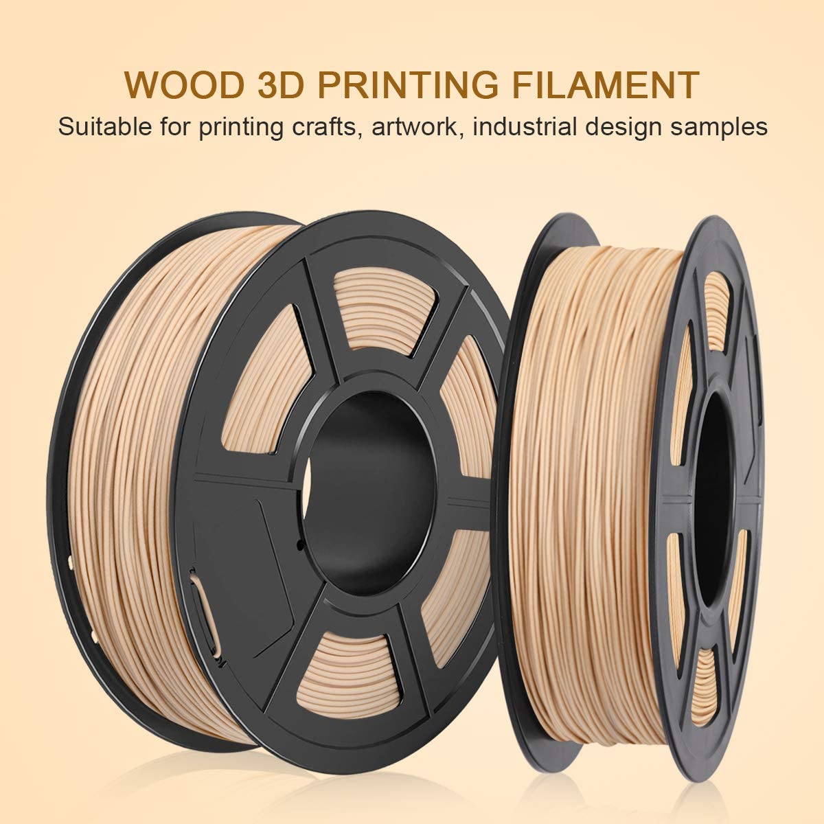 Wood PLA Filament, 1.75mm 3D Printer Filament, Wood 3D Printing 1KG Spool, Dimensional Accuracy +/- 0.02mm, Wood PLA